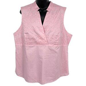 J.Jill XL Extra Large XL Pink Sleeveless Blouse Top Embroidery Sleeveless New